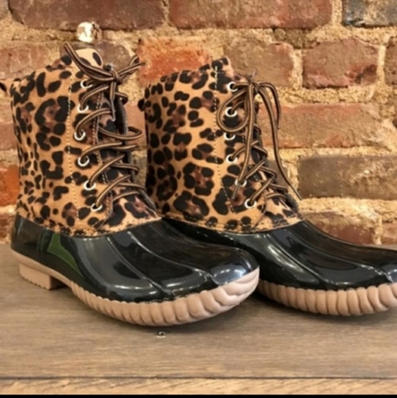 yoki leopard duck boots